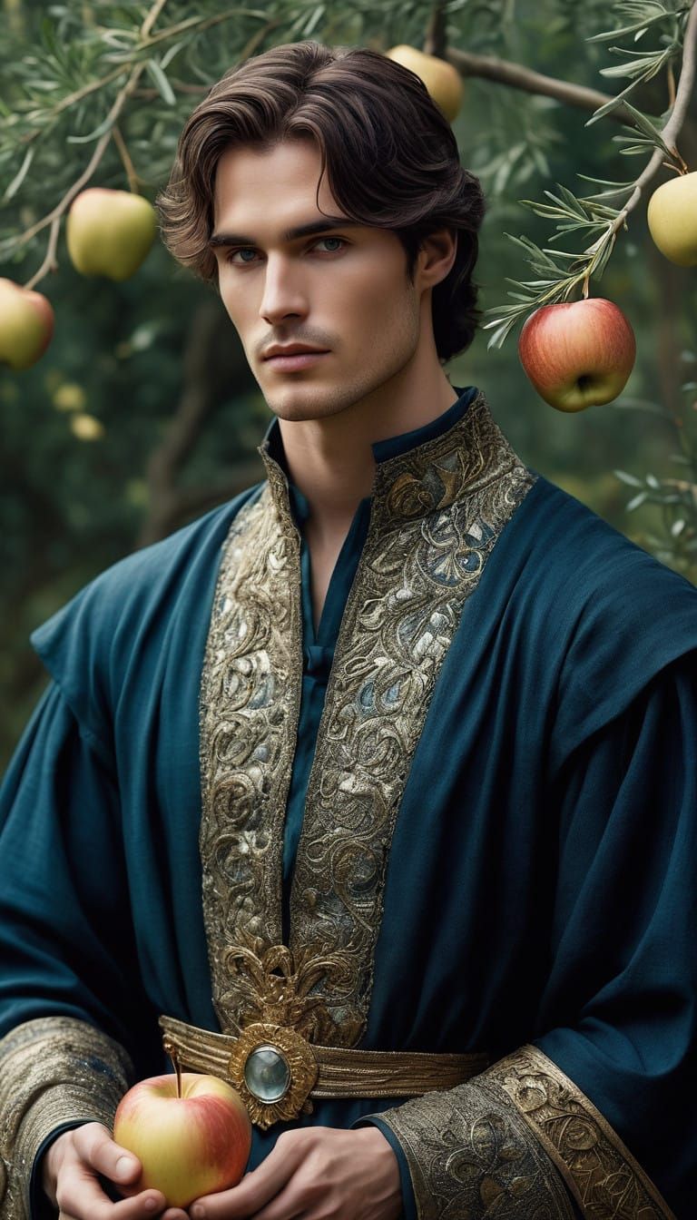 Elegant Medieval Gentleman in Enchanted Garden