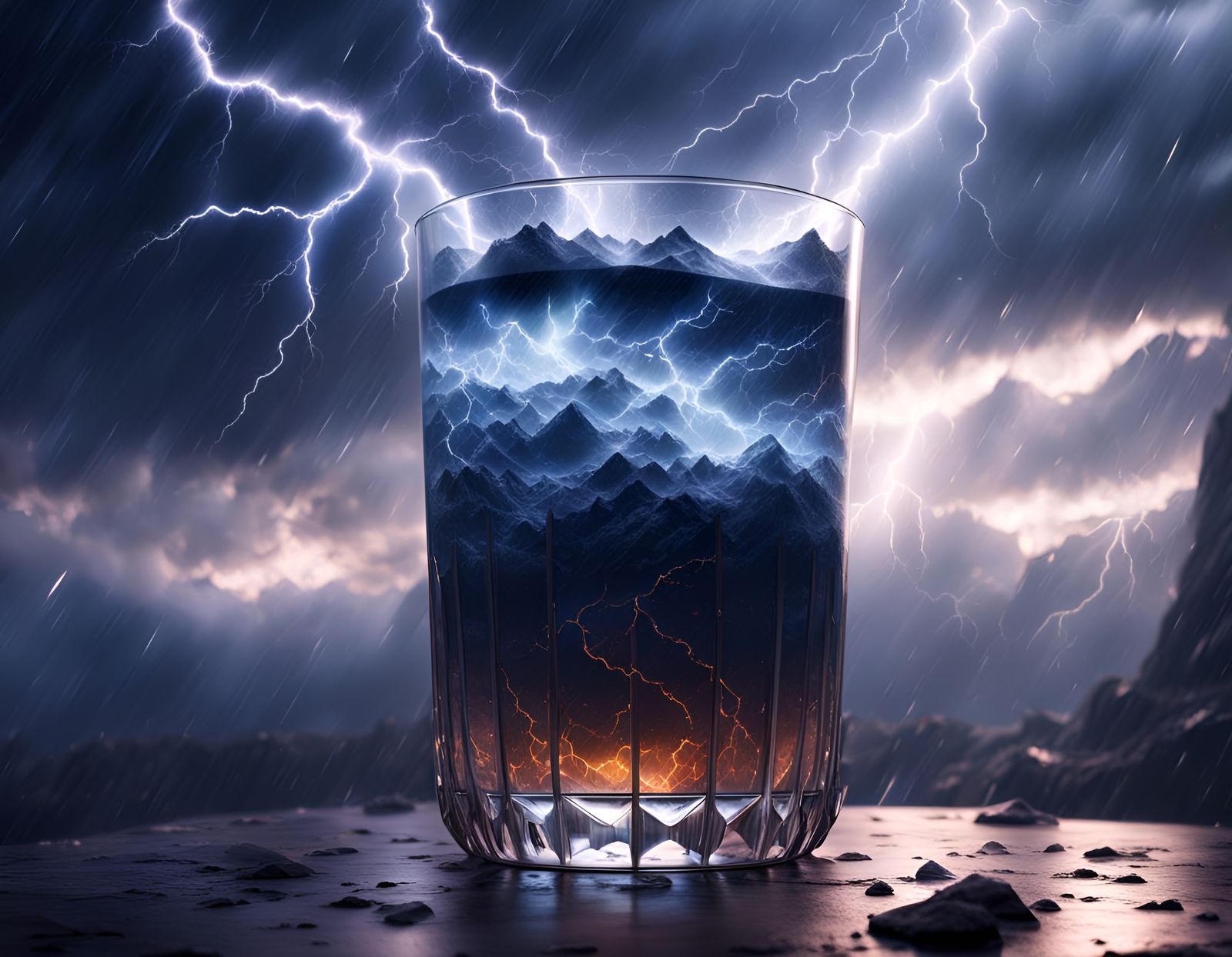 Lightning Storm in a Glass: Digital Matte Painting