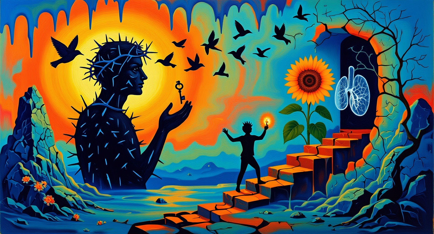 Surreal Conceptual Art: Thorns, Illusions, and Light