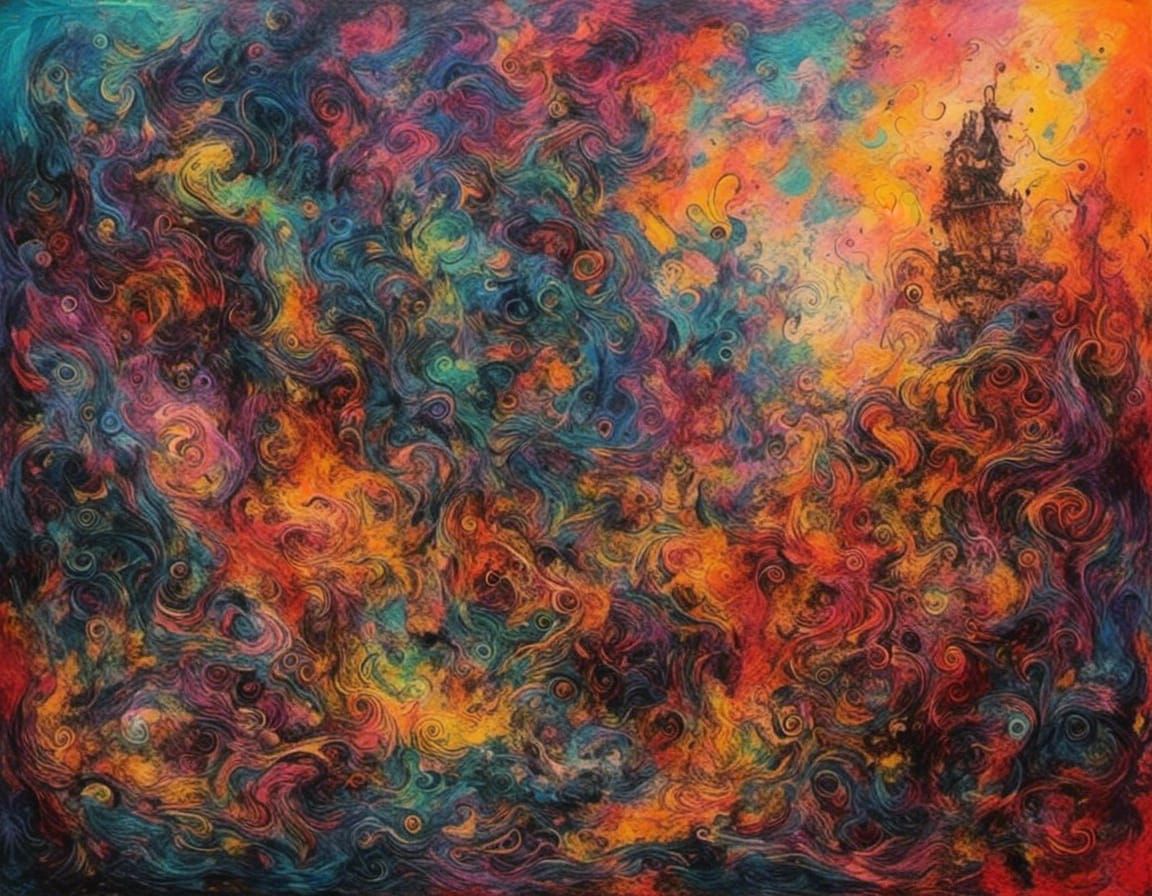 Abstract Expressionist Oil Painting with Impasto Texture