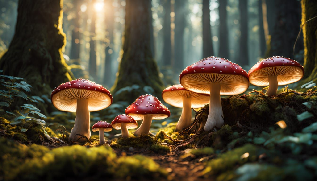 Crystal Toadstool Birth in Hyperrealistic Digital Painting