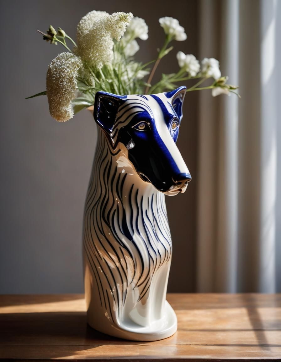 Borzoi Dog Ceramic Vase Still Life