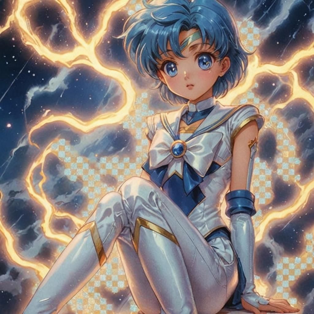 Sailor Mercury Anime Art in Impasto Style