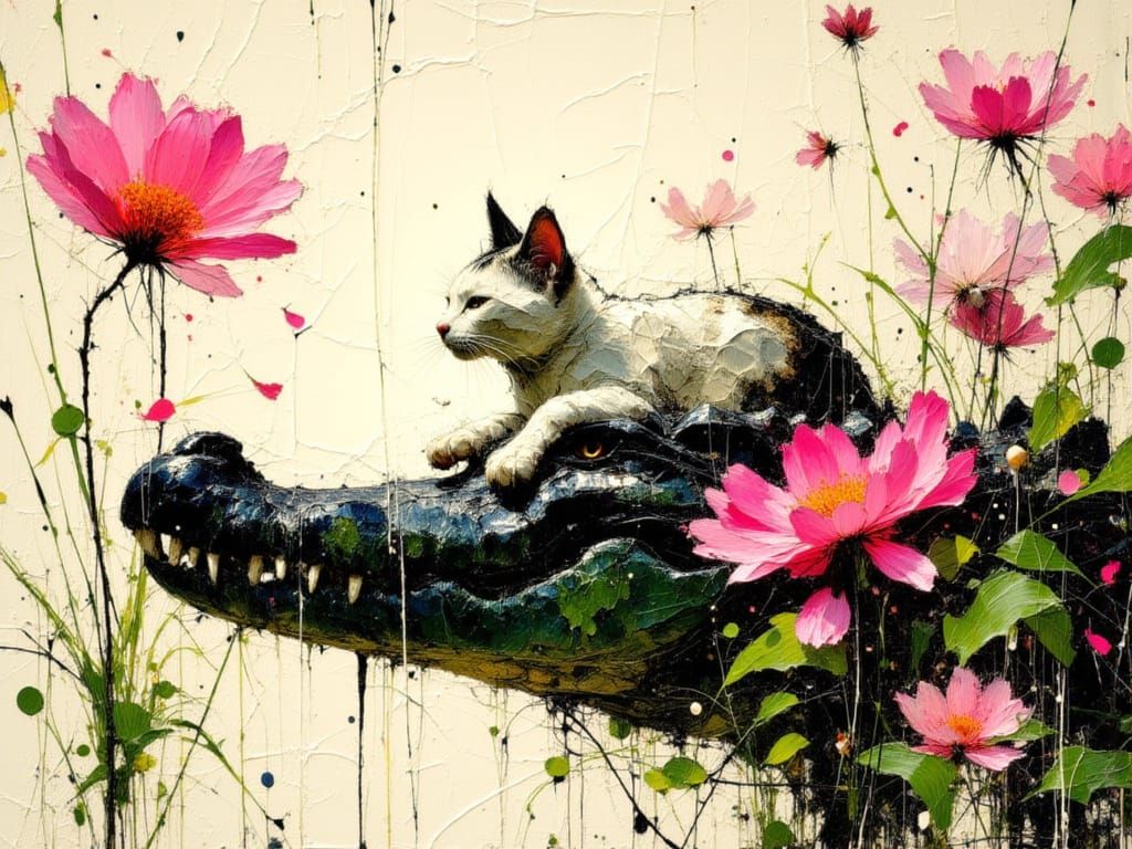 The cat and crocodile
