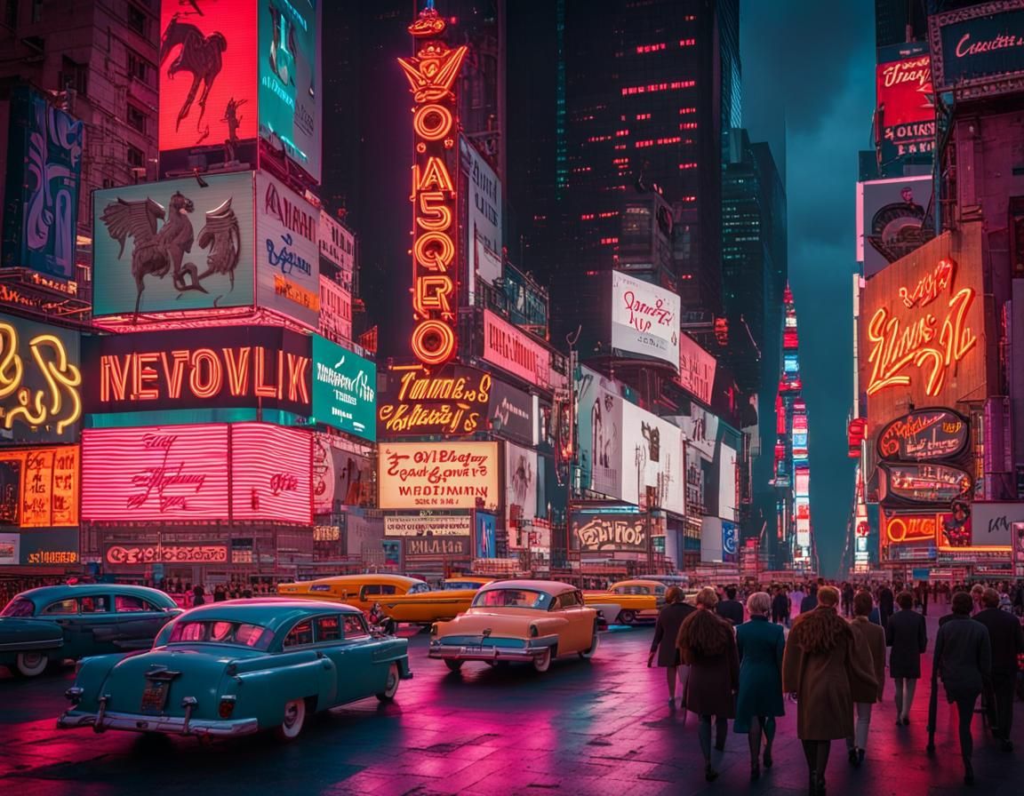1950s Times Square in Neon Lights