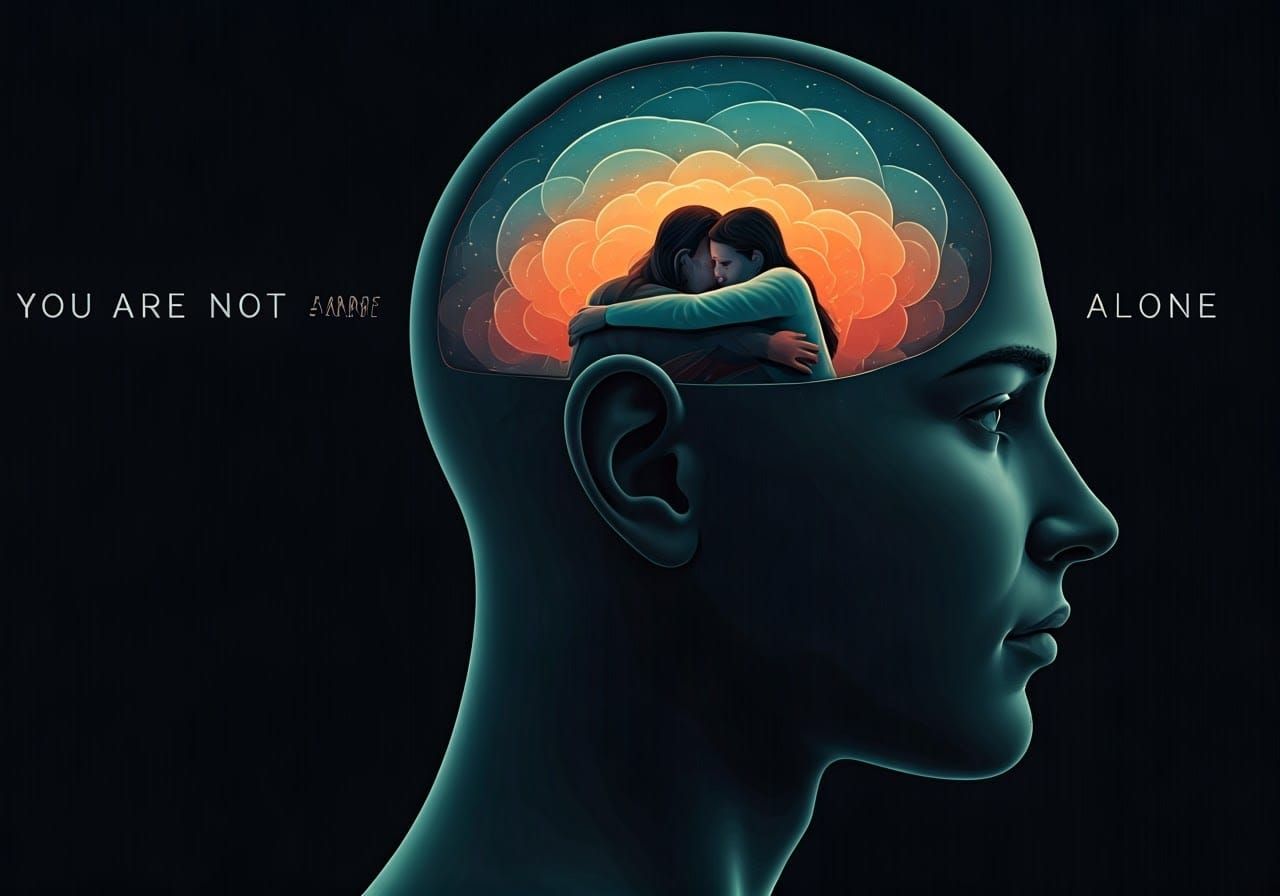 Surreal Mindscape: People Embracing with Gentle Colors