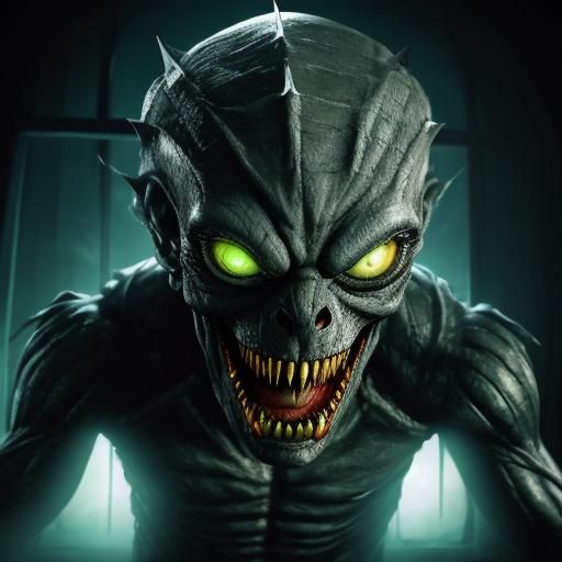 Terrifying One-Eyed Demon Charges in Horror Portrait