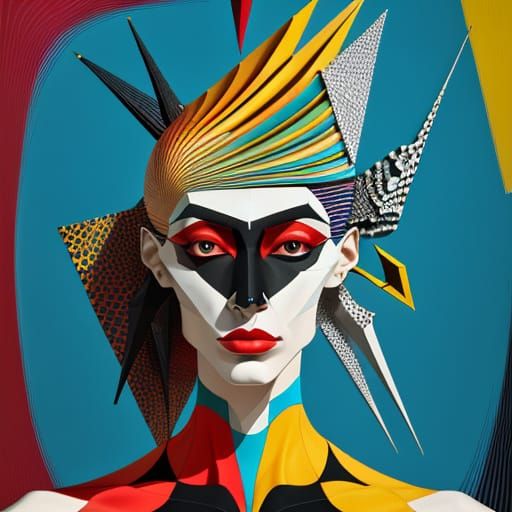 Hyperrealistic Expressionist Masterpiece in Vibrant Geometri...