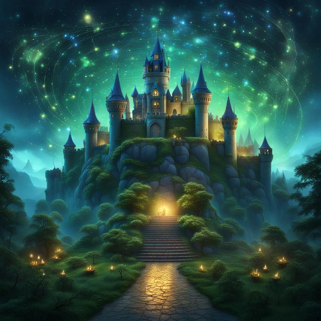 Mystic Castle Emerging from Book, Fantasy Concept Art