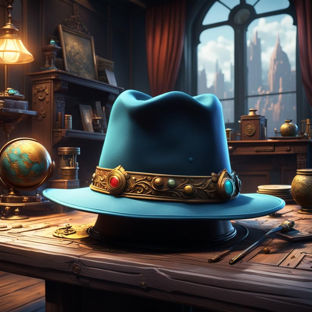 Old-School Cartoon Hat on Table in 8k