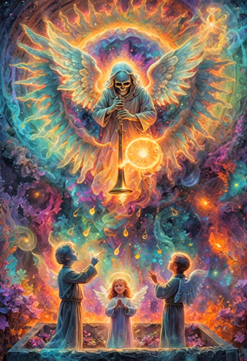Angelic Ascension: Holographic Astral Illustration