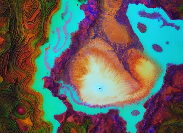 Colorful Alien Planet Surface with Neon Fractals