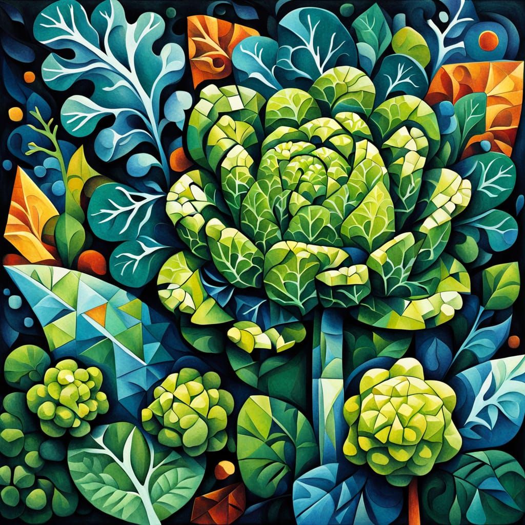 Abstract Cubist Romanesco Broccoli Macro Photograph
