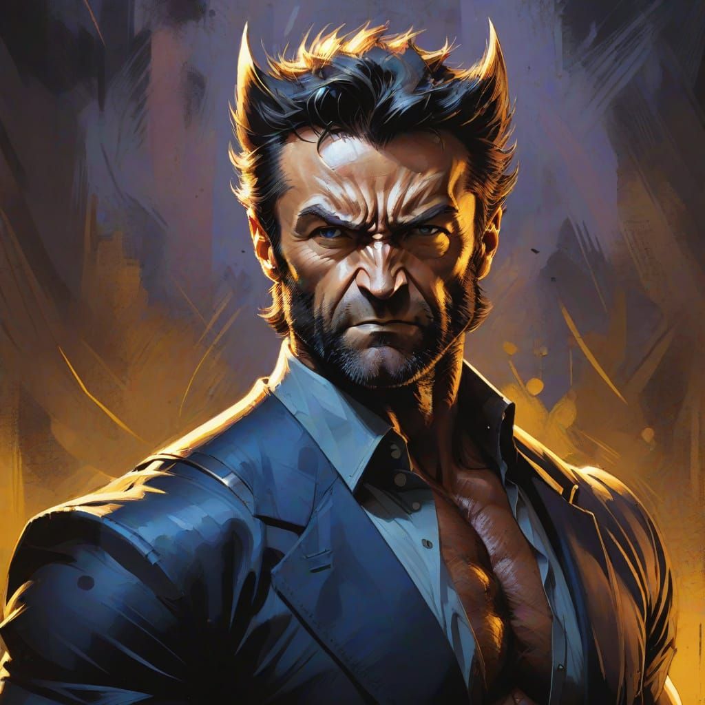 Fantasy Wolverine Portrait in Comic Book Style