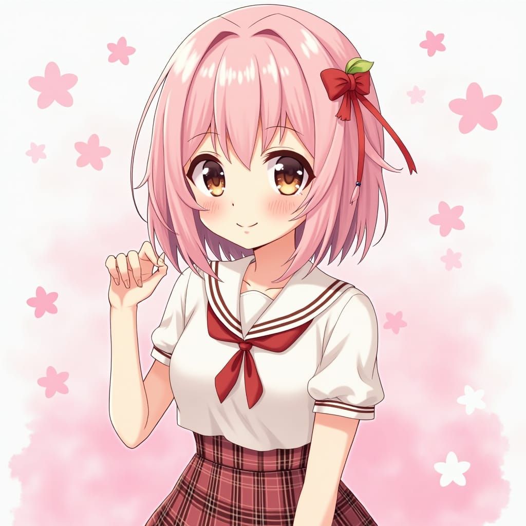 Cute Anime Girl in Japanese Manga Style