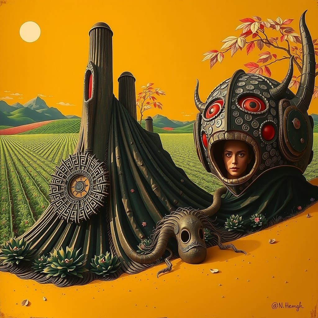 Abstract Landscape with Colorful Elements