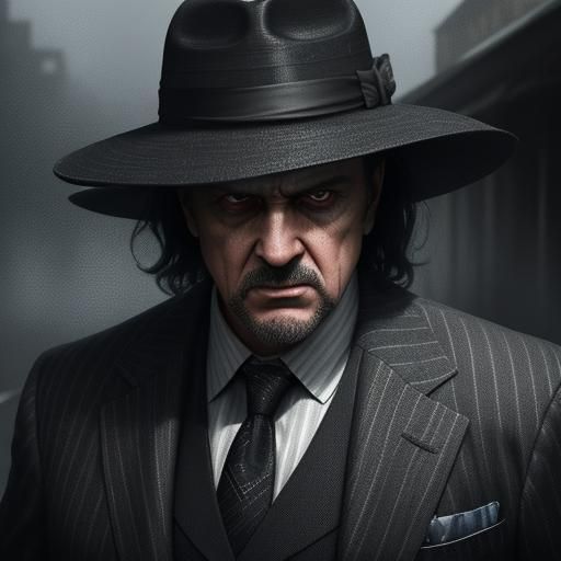 Menacing Mob Boss in Shadowy Alley, 3D Render