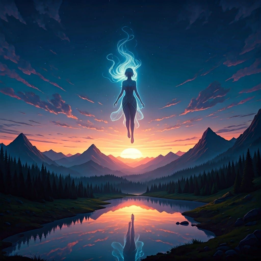 Twilight Landscape with Falling Goddess