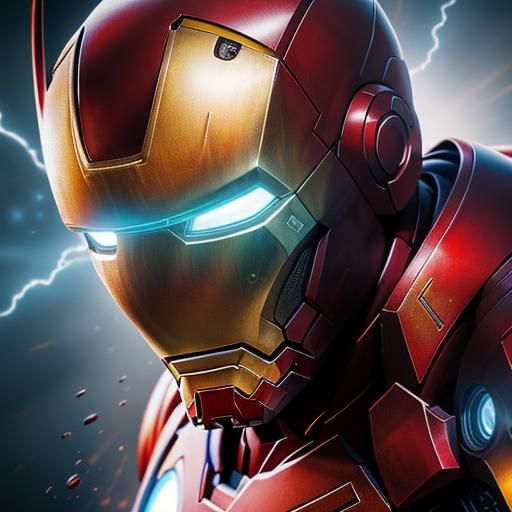 Hyperrealistic Iron Man Splash Art Concept