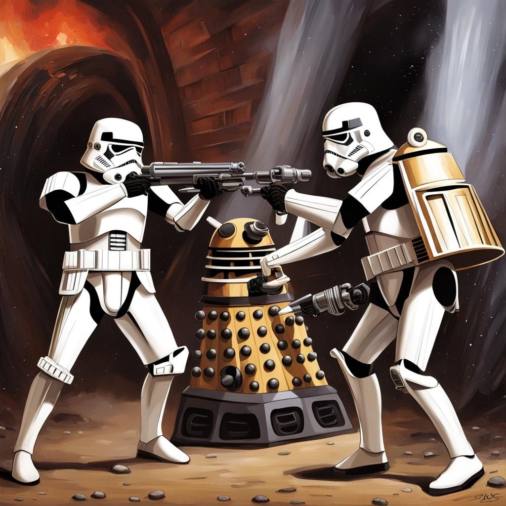 Stormtroopers Clash with Dalek in Sci-Fi Battle