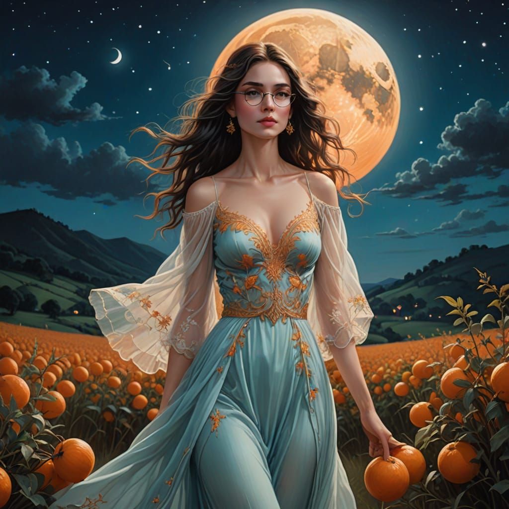 Enchanting Beauty in the Harvest Moonlight