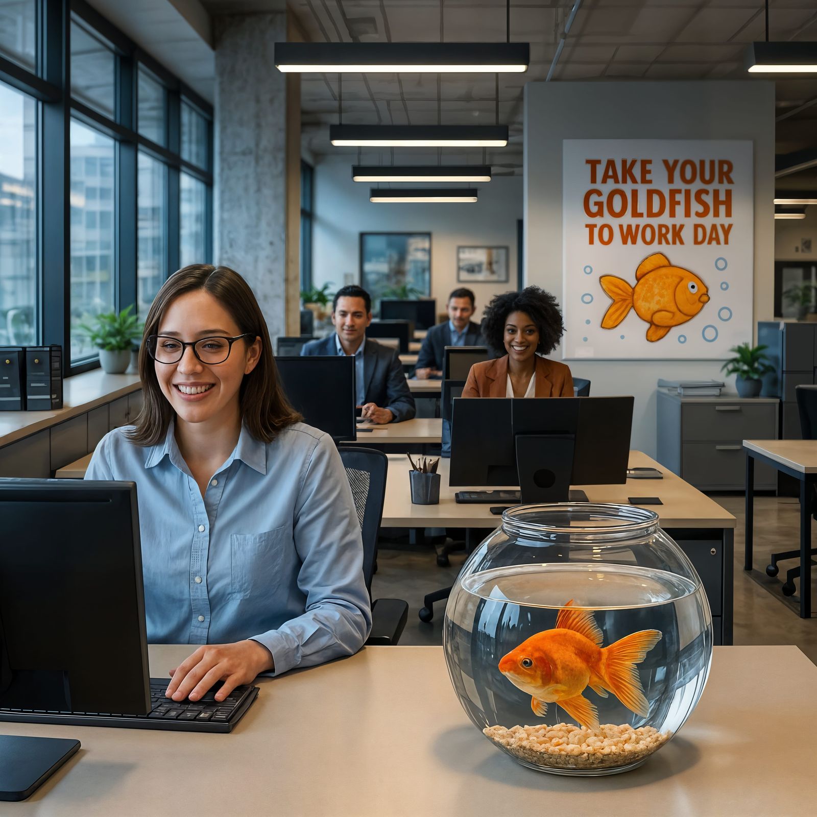 Modern Office Celebrates Take Your Goldfish to Work Day in C...
