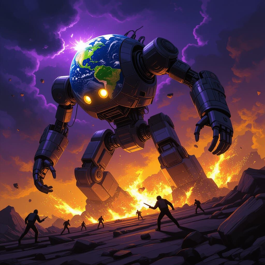Robot Devouring Earth: Dramatic Digital Matte Painting