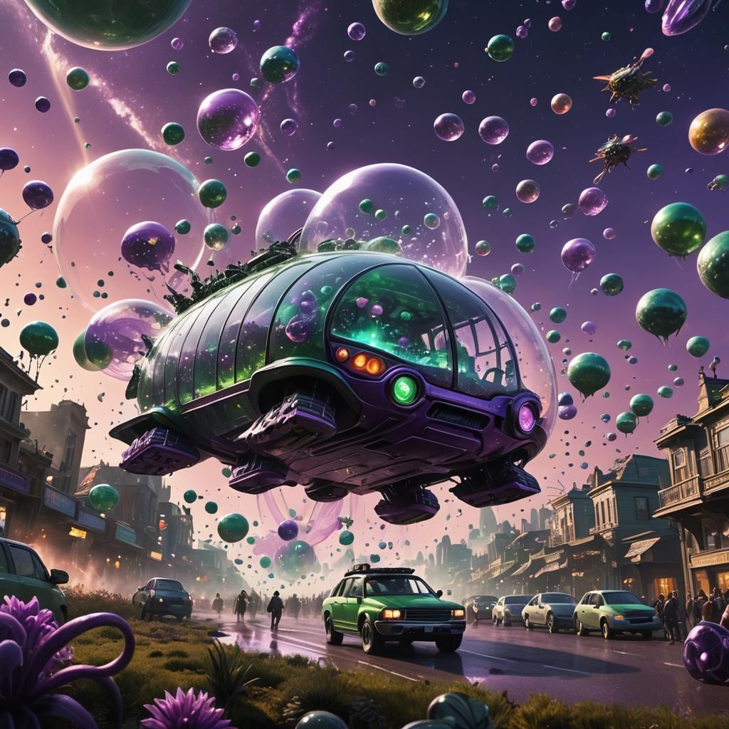 Crystal Bubble Vehicle Soars Through Alien Swarm