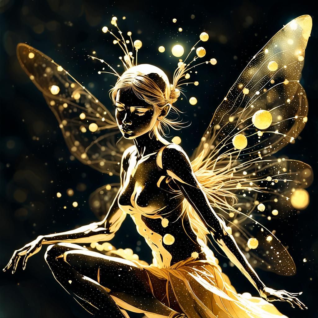 Bioluminescent Gold Fairy in Sunlight