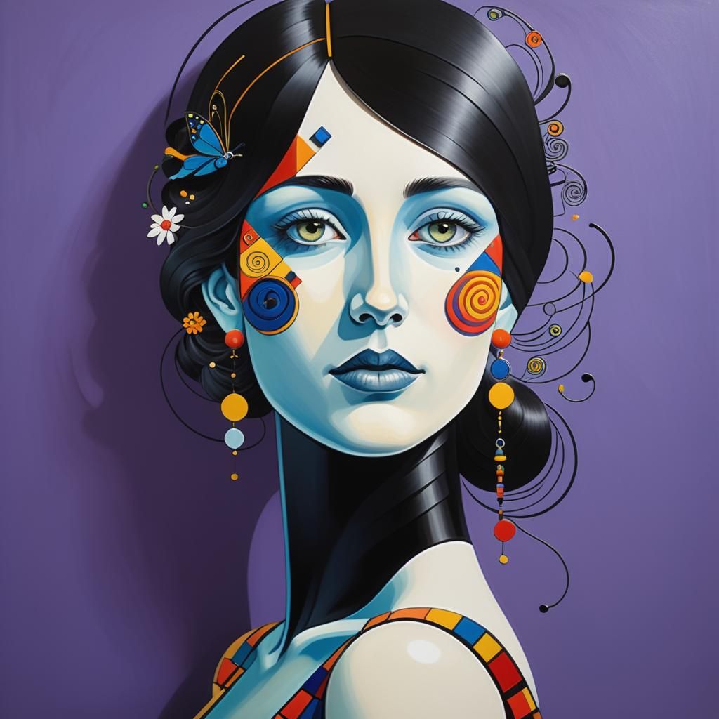 Abstract Folk Art with Filigree Details