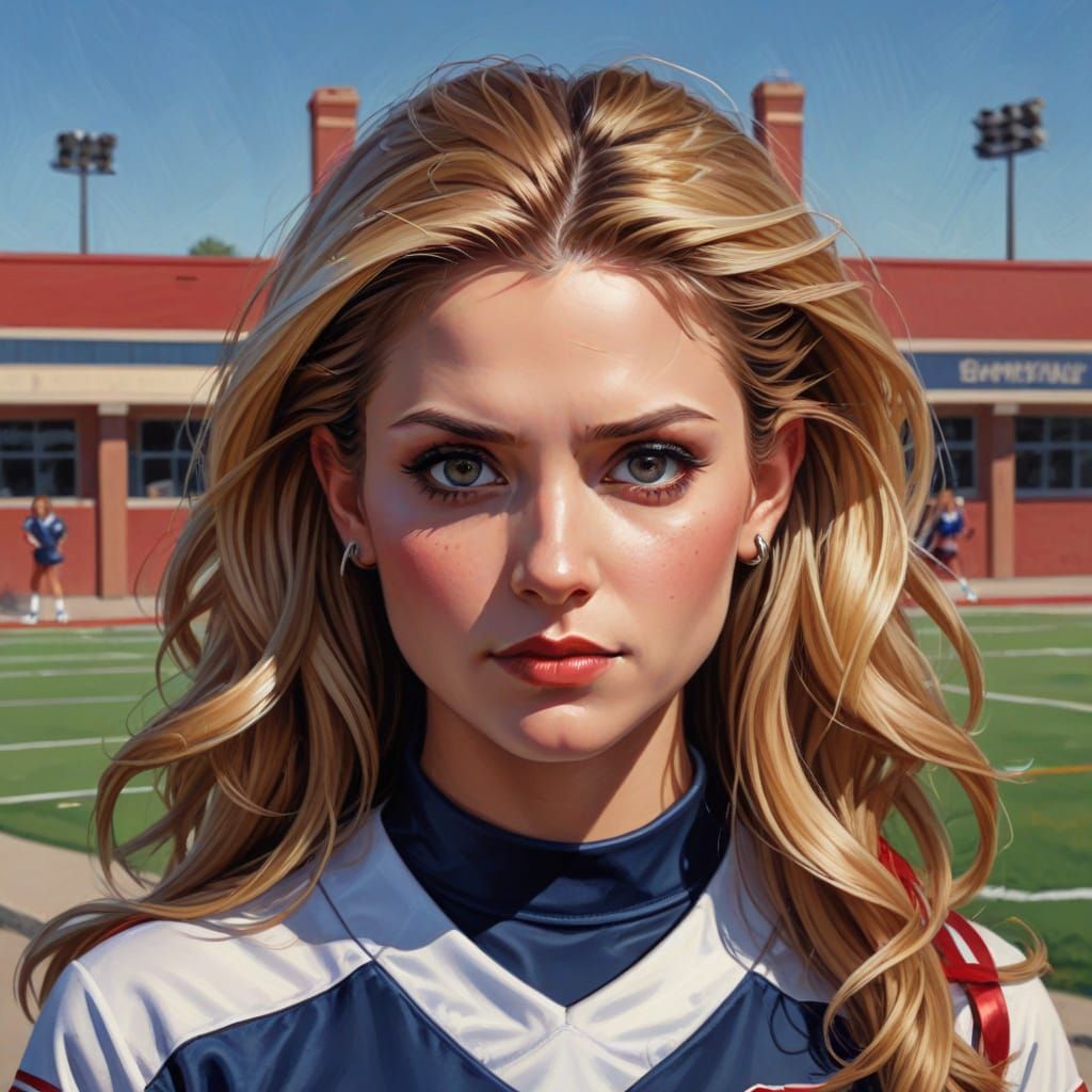 Buffy the Vampire Slayer in Cheerleader Uniform, Set Against...