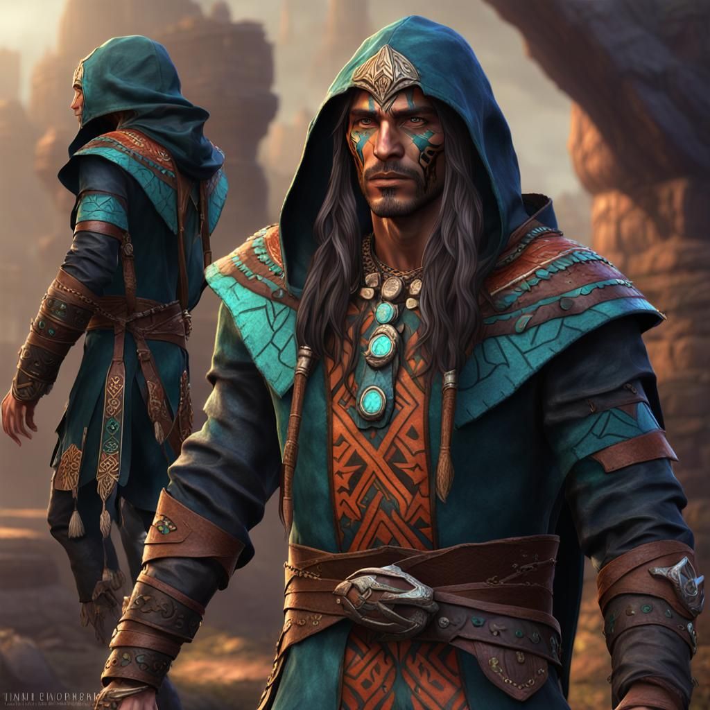 Aztec-Inspired Half-Elf Ranger Concept Art