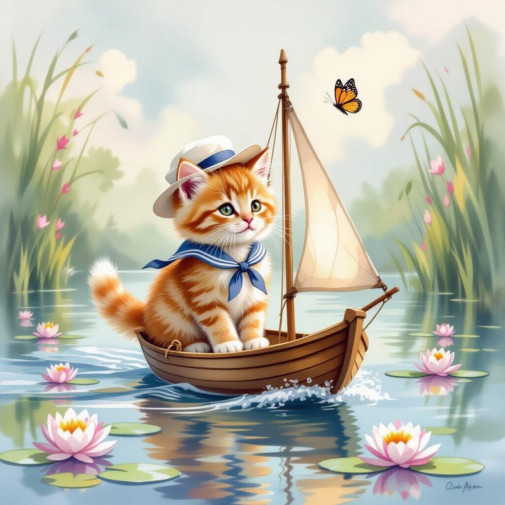 Kitten's Voyage: A Watercolor Fantasy in Beatrix Potter Styl...
