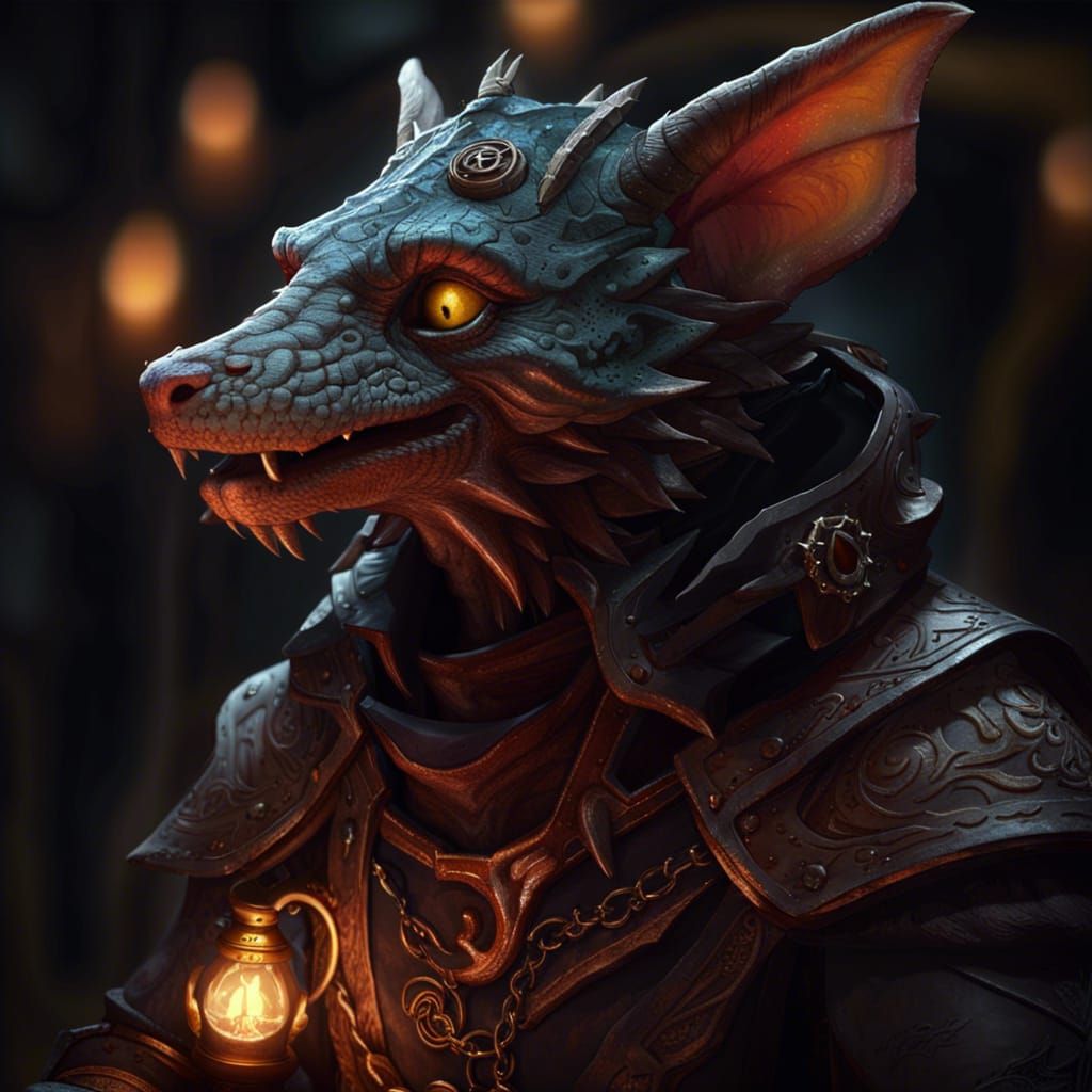 Kobold Warlock in Dark Fantasy Style