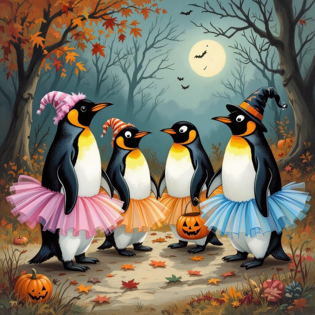 Penguins in Tutus Celebrate Halloween