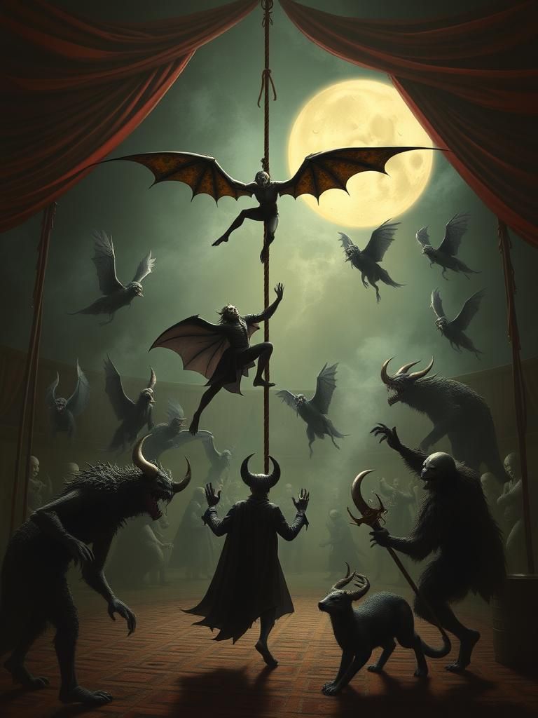 Dark Fantasy Circus with Vampire Acrobats