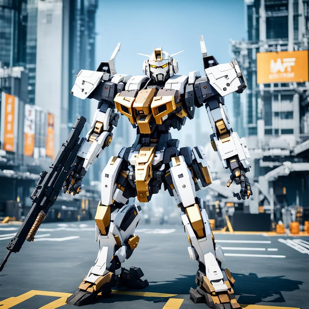 Mecha Female Warrior in Cyberpunk City