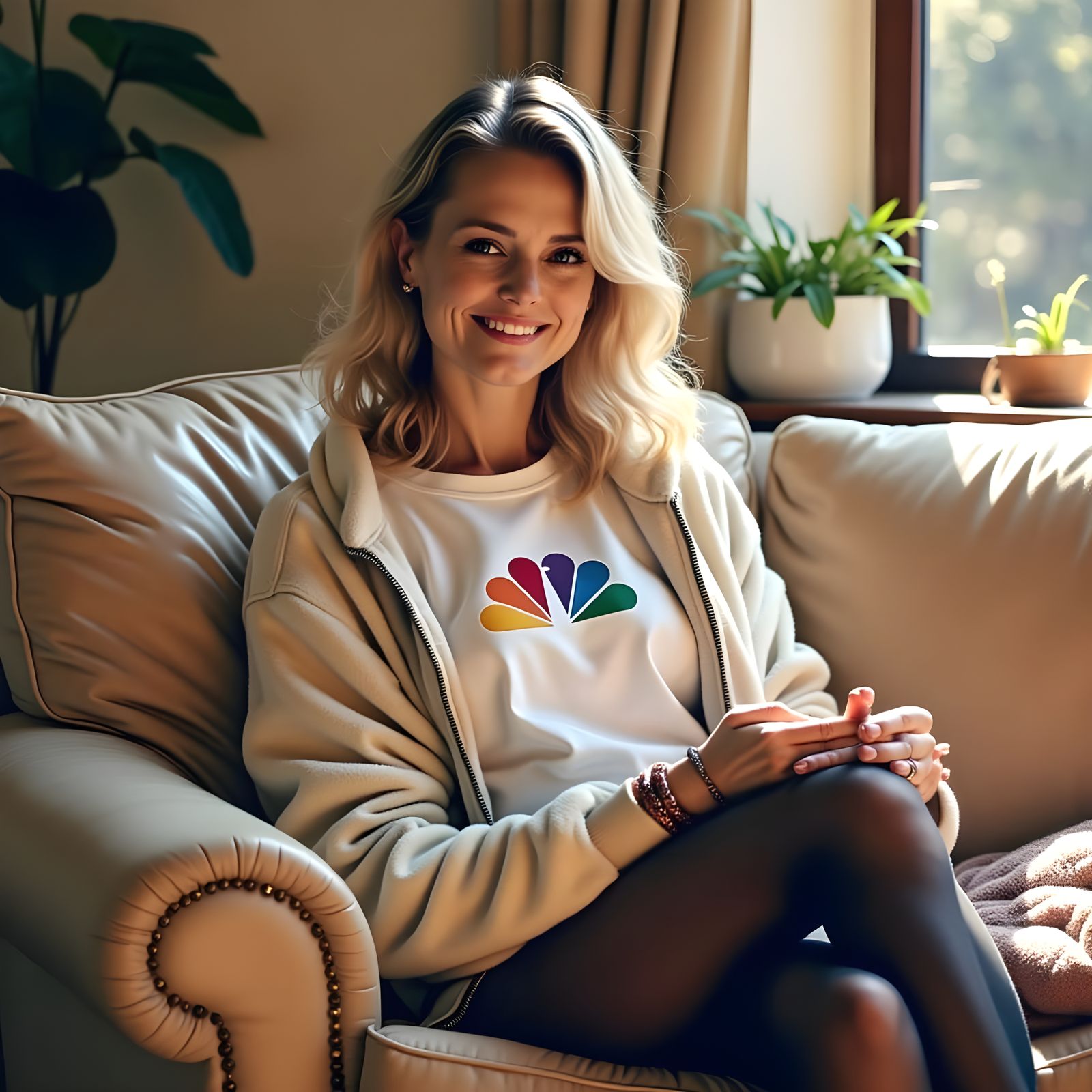 Woman in 1930s Cartoon Style Wearing NBC Jacket