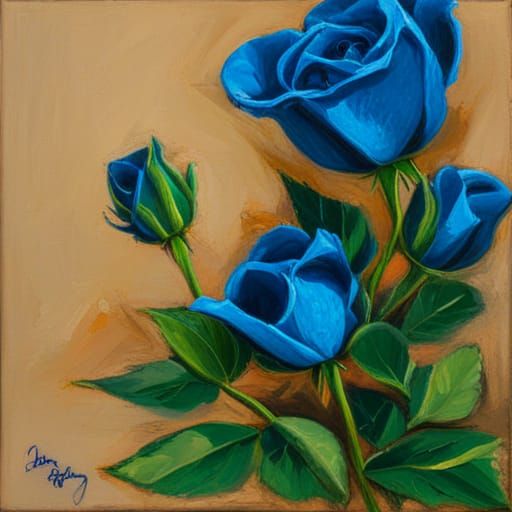 Electric Blue Rose: Oil Painting by Gurney