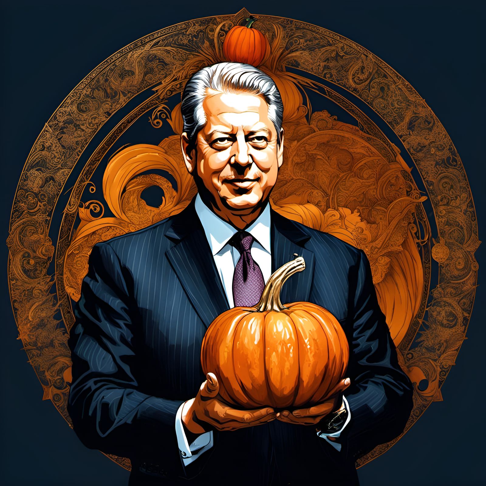 Pumpkin Portrait in Digital Art Style