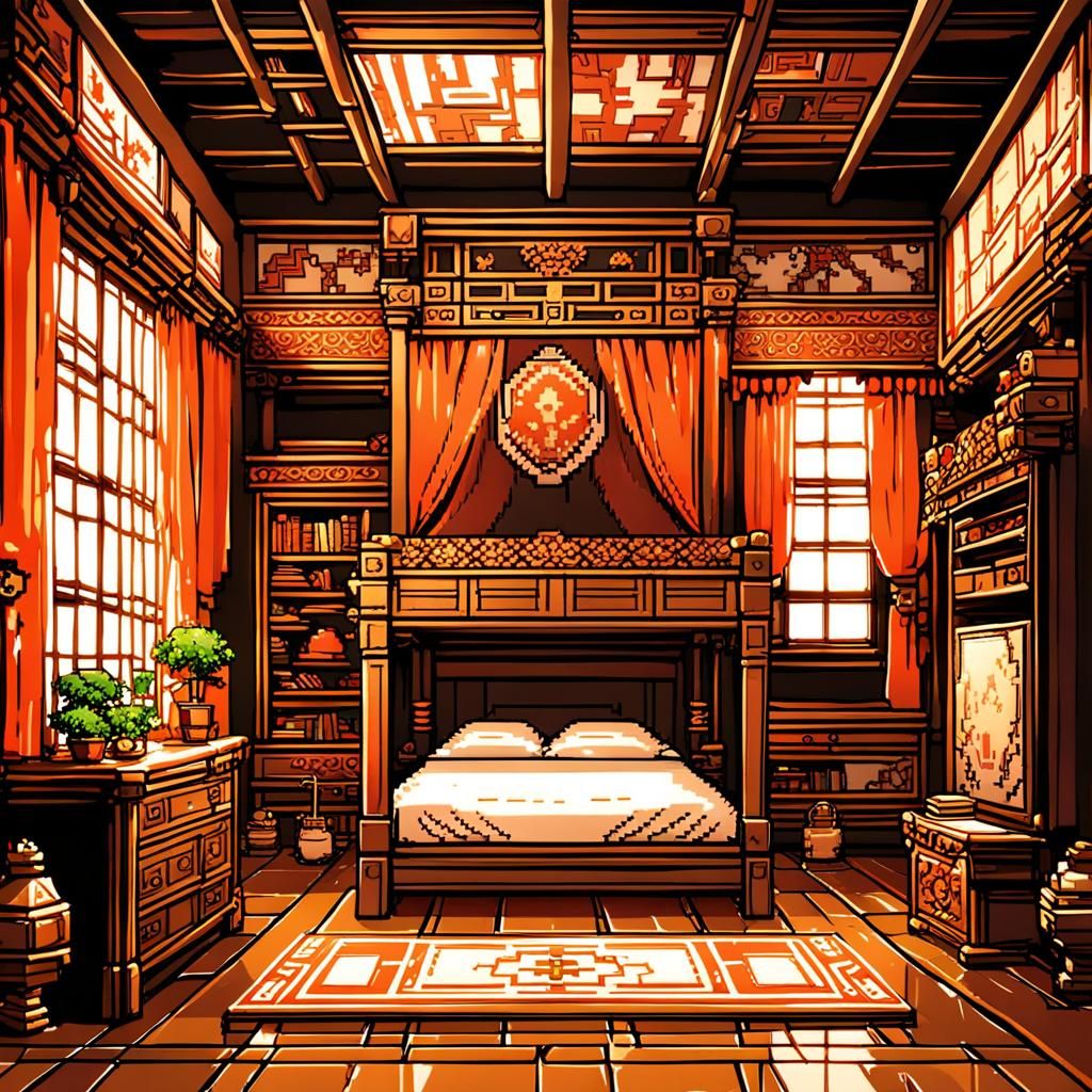 8-Bit Pixel Princess Bedroom in Anime Style