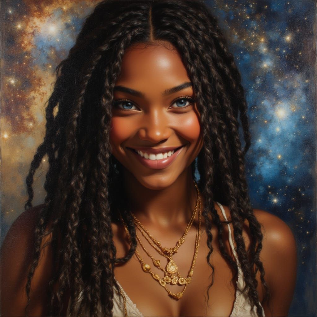 Celestial Goddess Portrait in Oil Painting Style