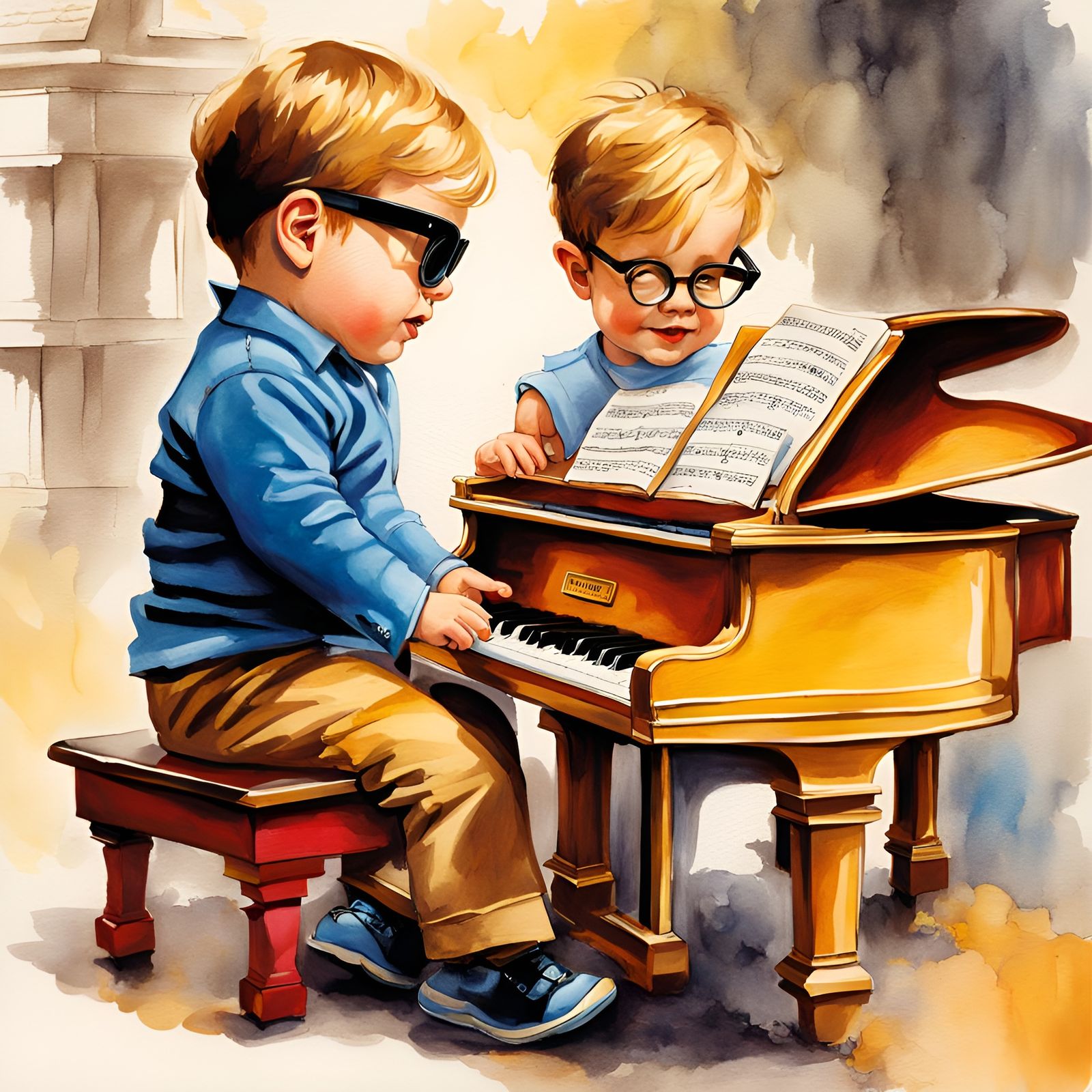 Young Elton John at Piano, Comic Art Style