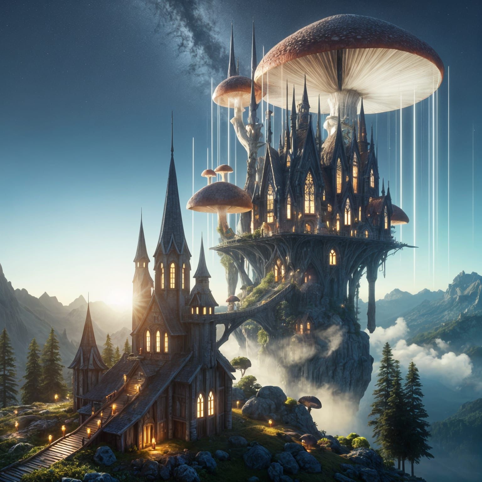 Fantasy Mushroom House with Global Illumination