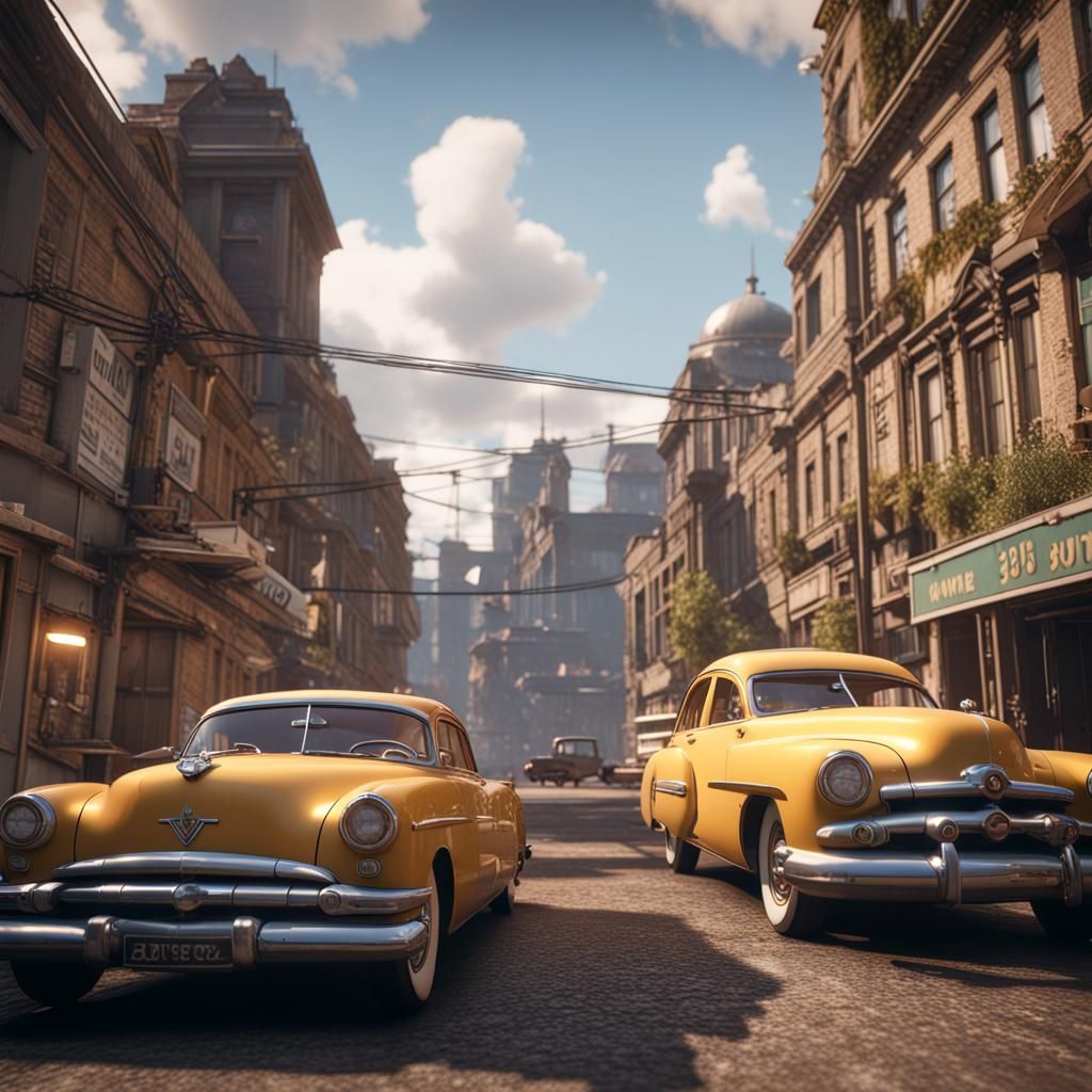 1950s Scene in Cinematic 3D Style