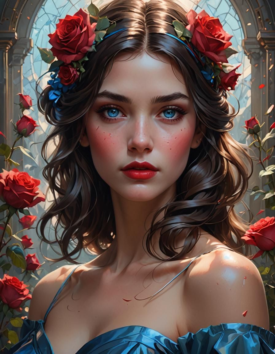 Brunette Lady Portrait in Hyperdetailed Digital Art Style