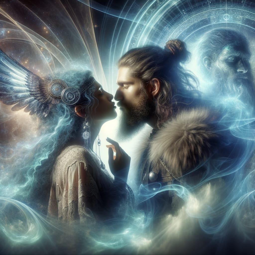 Romantic Kiss Between Druid and Spectral Viking