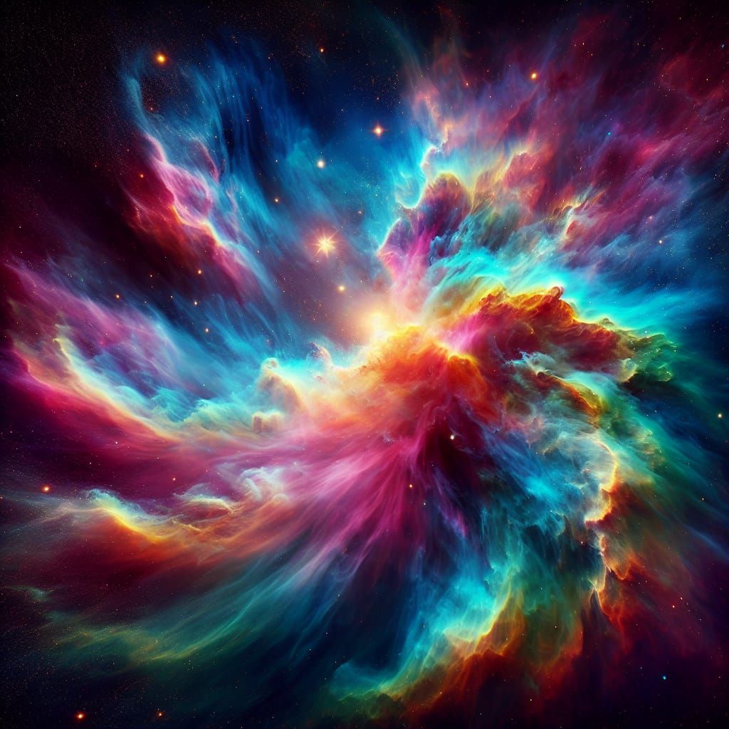 Rainbow Nebula's Cosmic Dance in Space