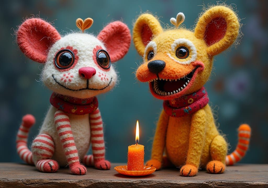 Hyperdetailed Candlewicked Boofy Dog in Textile Art Style