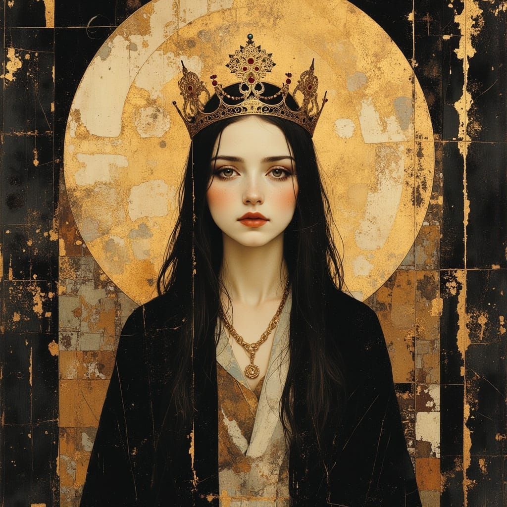 Art Nouveau Saint with Golden Halo